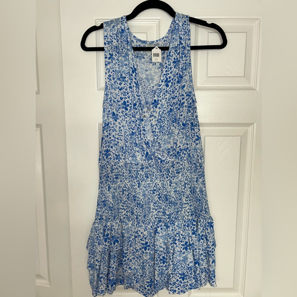LARGE Musette Blue and White Halter Mini Dress - Brand New with Tags